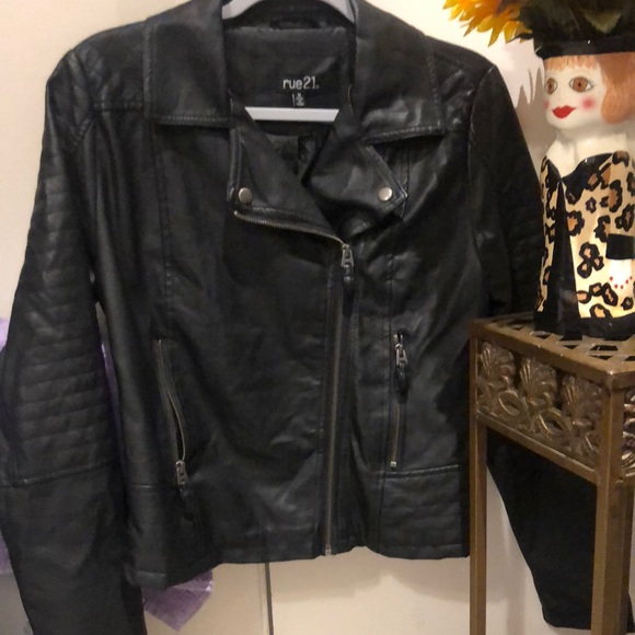 Rue21 Jackets & Blazers - Rue 21 vegan Moto jacket with “quilting” detail on the sleeves. M.  no rips.